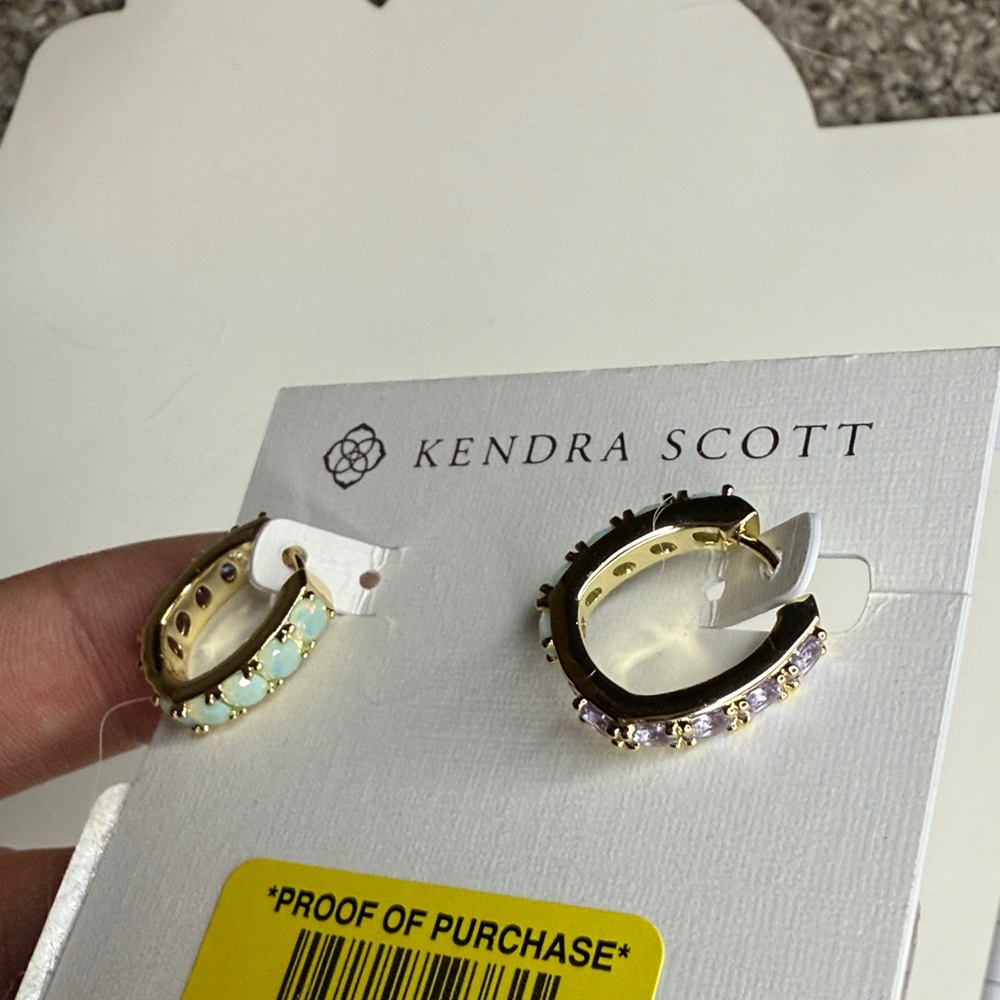Kendra Scott Gold Earrings with Mint and Lavender Accents